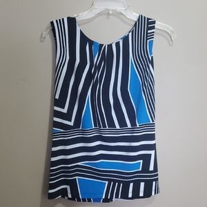 Calvin Klein Blue and Black Striped Blouse Size XL